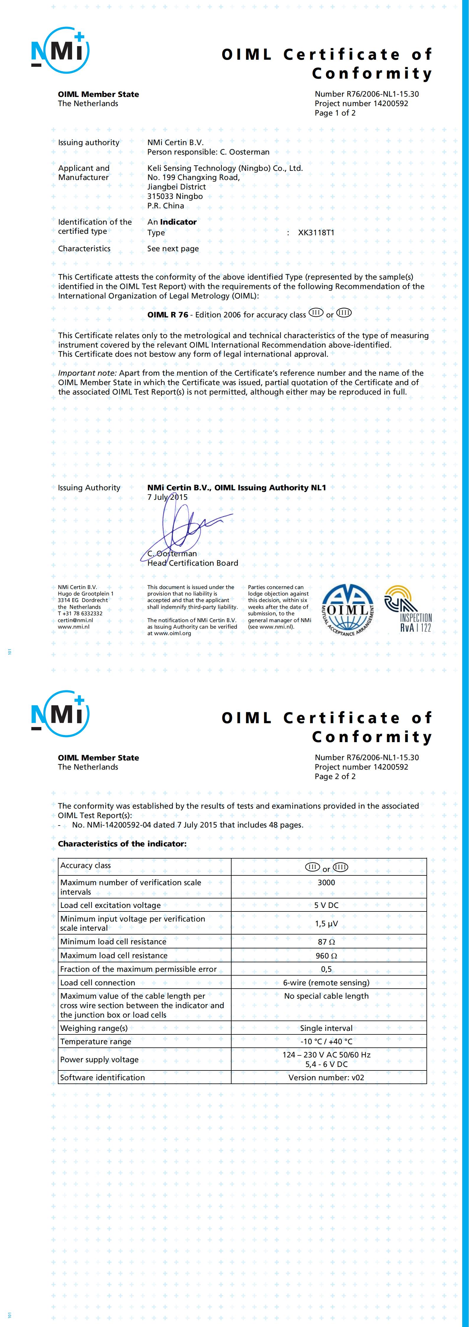 OIML-XK3118T1