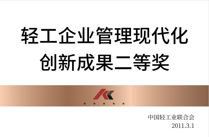 轻工企业管理现代化创新成果二等奖